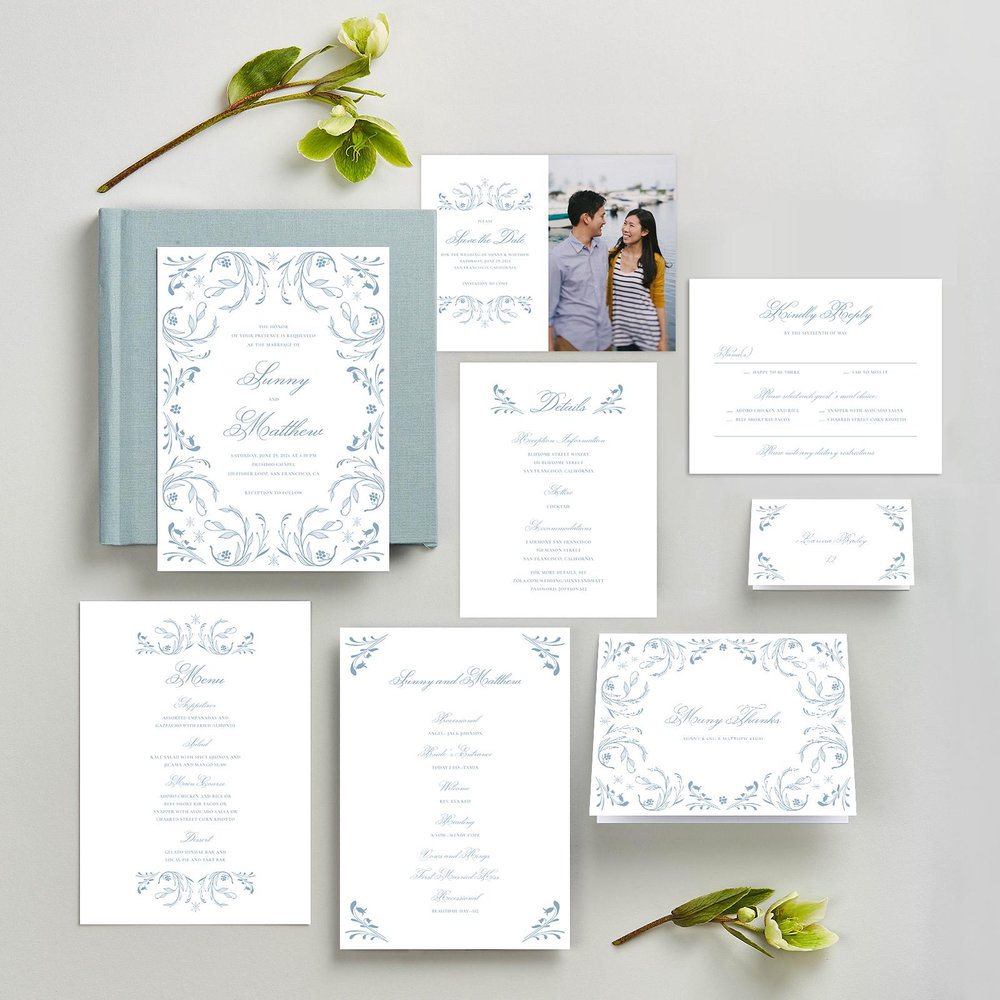 Camberley Frame | Dusty Blue | Zola Wedding Invitations