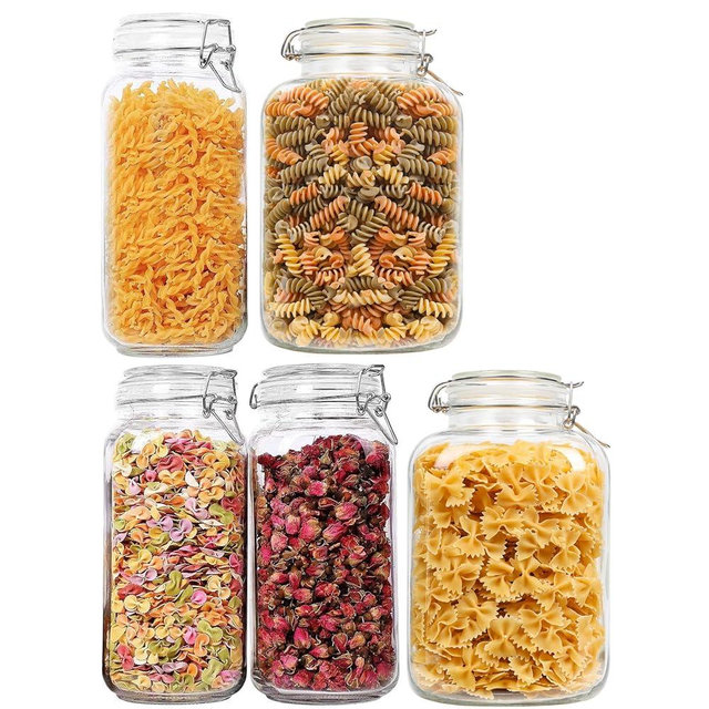 ComSaf Airtight Glass Canister Set of 3 with Lids 78oz - 1 Gallon Glass Jar with Lid
