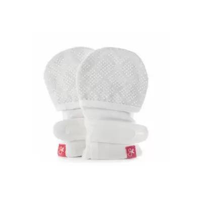 goumi Organic Cotton Size 0-3M Mitts in Diamond Dots Cream