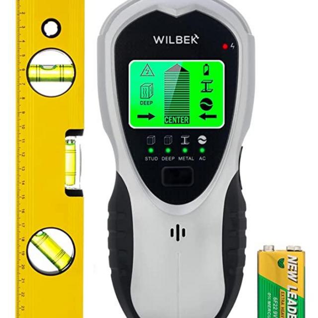 WILBEK Stud Finder Wall Scanner with 9" Magnetic Level Tool - Electronic Device with Accurate Detection & Scanning Modes, Leveler with 3 Bubbles for Different Leveling - Kit for DIY Home Improvements