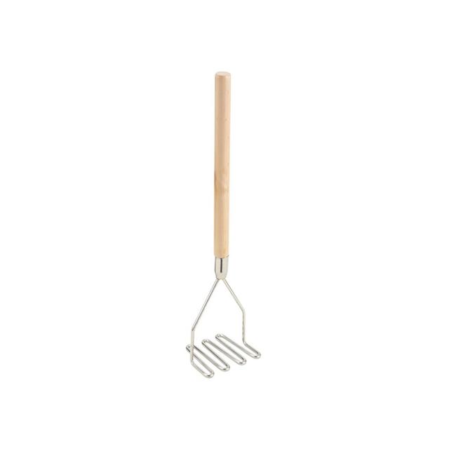 Winco Potato Masher with Wooden Handle, Square, 5.25"