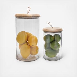 Mango Wood & Glass Covered Jar