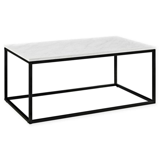 Forest Gate Mixed Material Faux Marble Coffee Table in Black