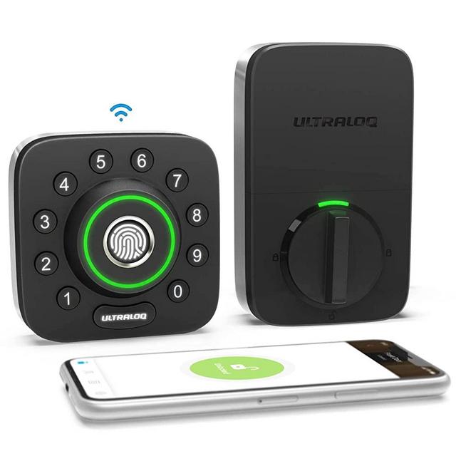 ULTRALOQ U-Bolt Pro WiFi Smart Lock with Door Sensor, 6-in-1 Keyless Entry Door Lock with Built-in WiFi, Fingerprint ID, Smartphone, Auto Unlock, WiFi Door Lock, WiFi Deadbolt, ANSI Grade 1 Certified