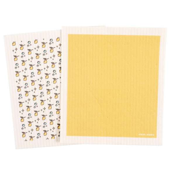 Clean Mama Mixed Swedish Dish Cloths - Set of 4, Reusable, Absorbent Cellulose Dish Cloths for Multi-Purpose Cleaning-7.5" x 6.7"