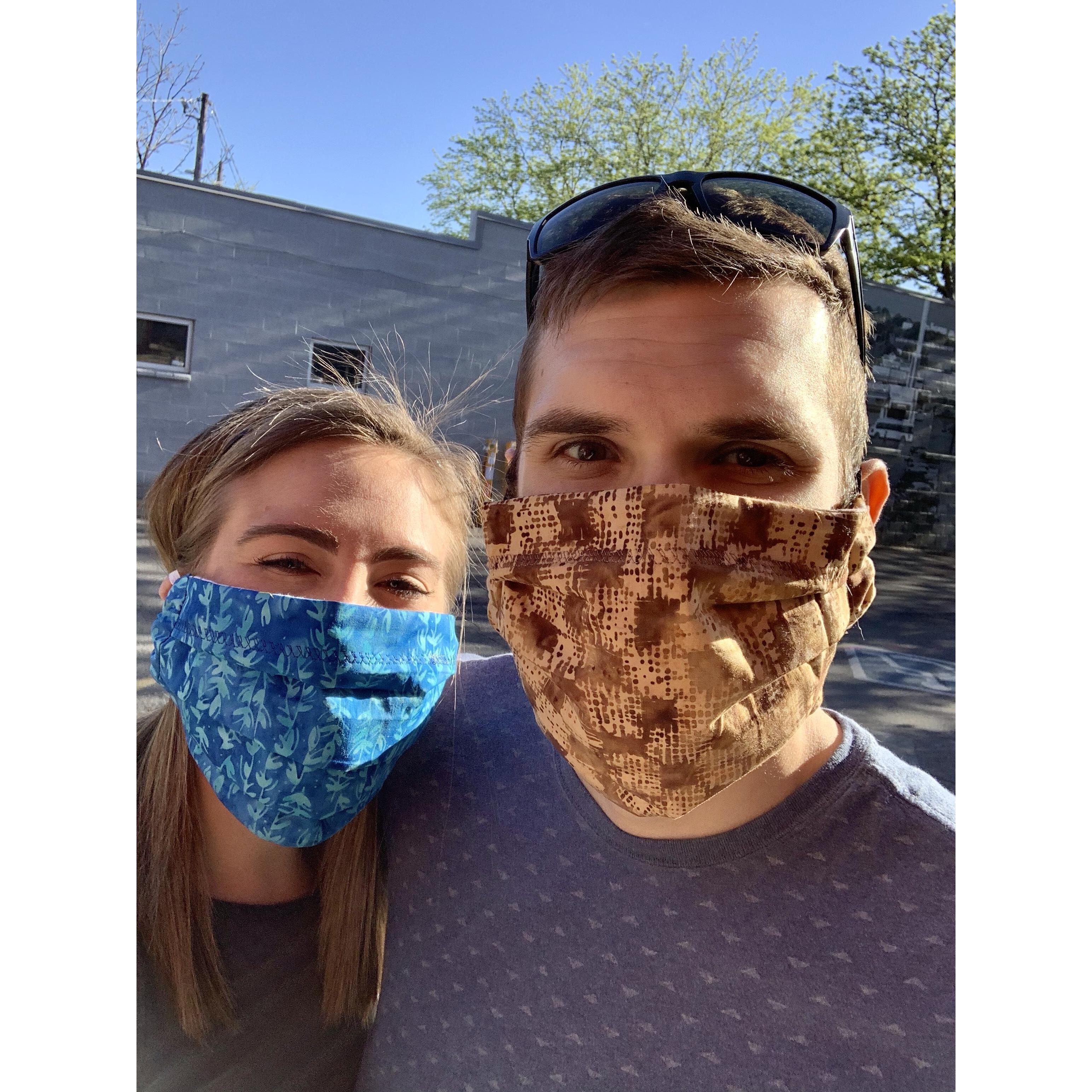 April 28th, 2020: Thanks to COVID-19, Joel finally gives in and decides the two of them are ready to adopt their first pet! This image was taken outside of the BFAS right before they met Hotdog!