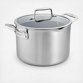Clad CFX Stock Pot with Strainer Lid and Pouring Spouts