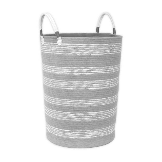 Taylor Madison Designs® Round Cotton Rope Hamper in Grey/White