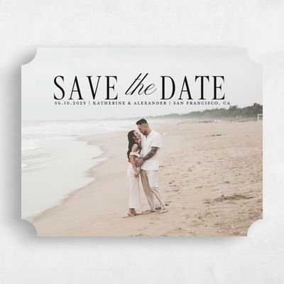 Black Ticket Wedding Save the Date - Dove Landscape
