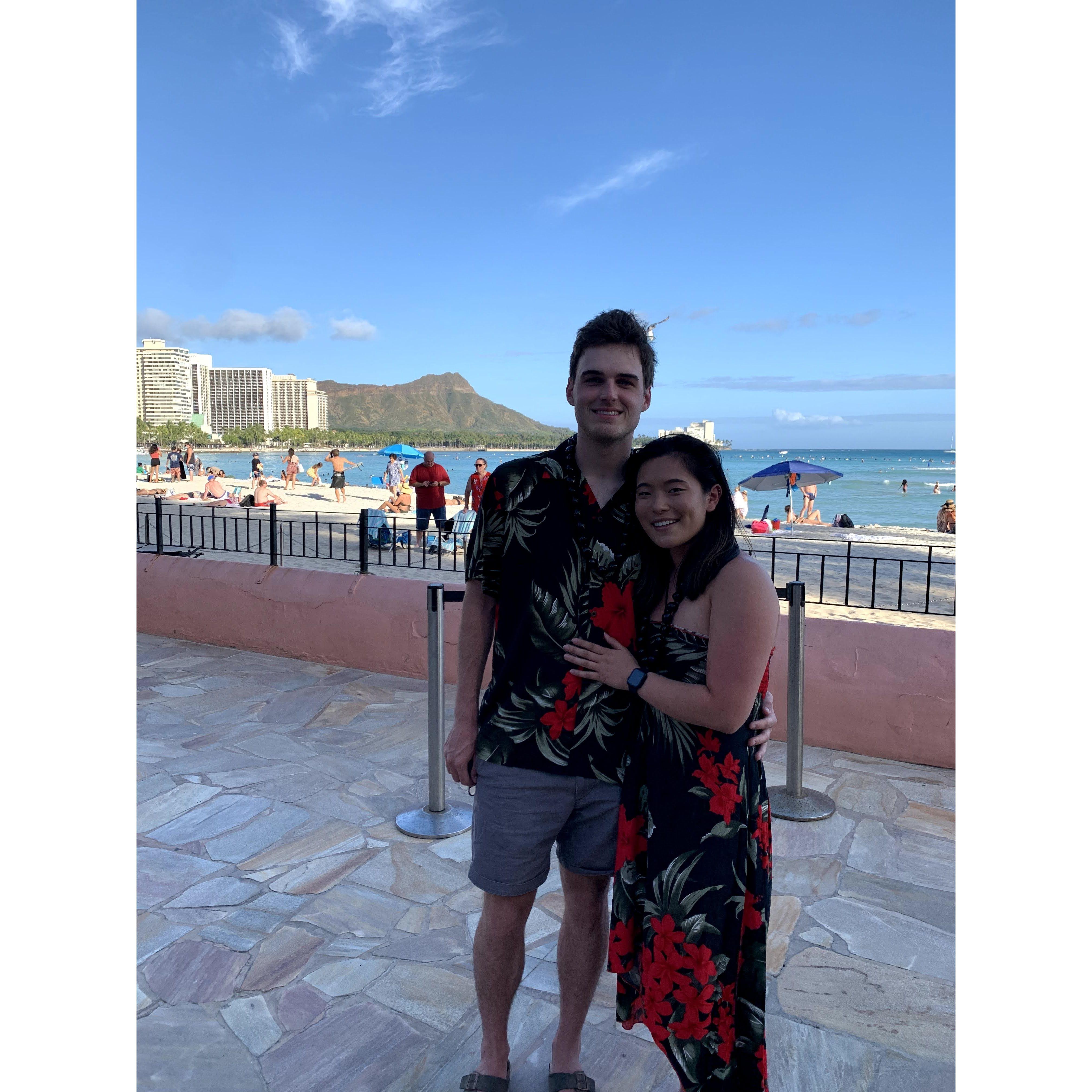 Matching outfits for the Hawaiian Luau