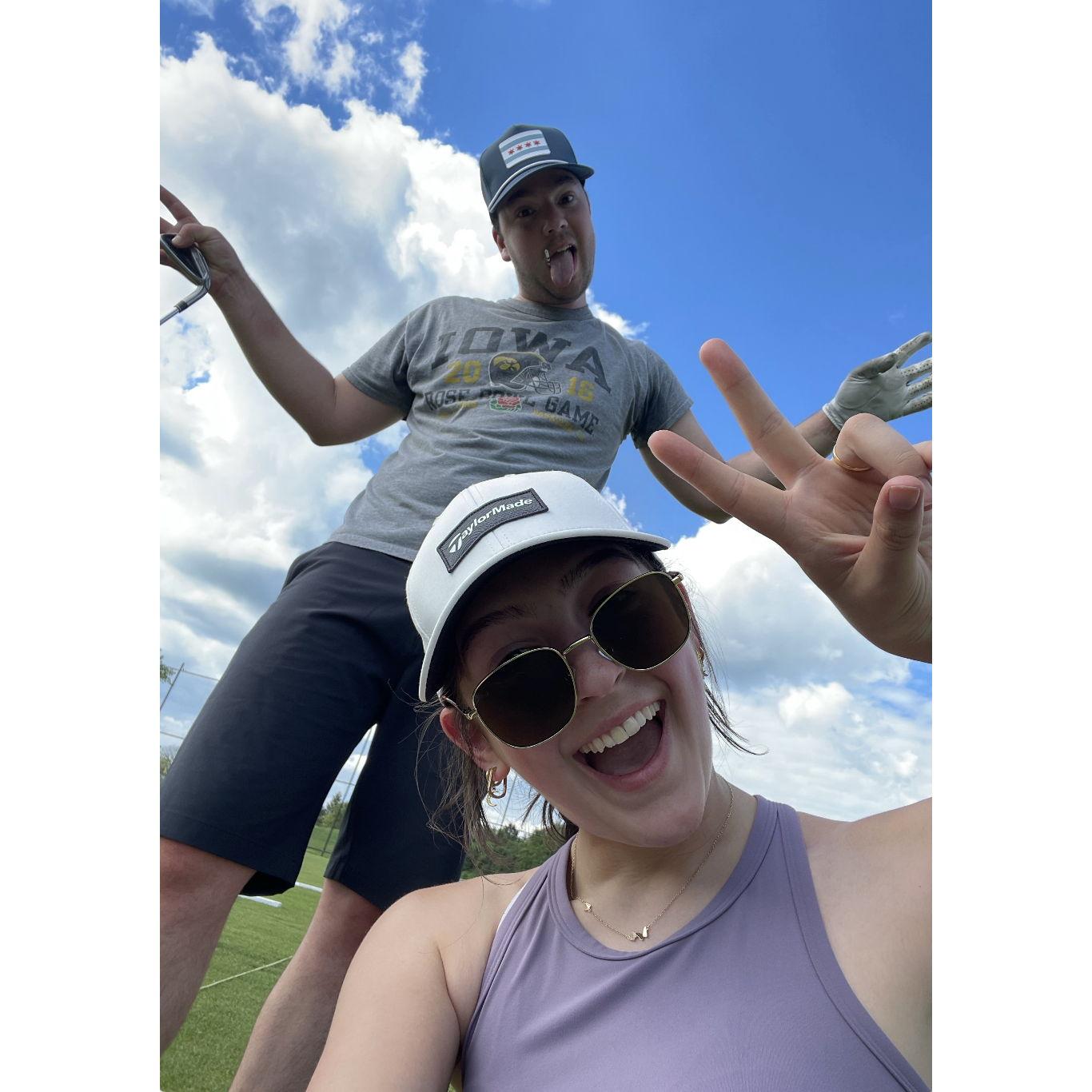 Brian making Caleigh a golf girl