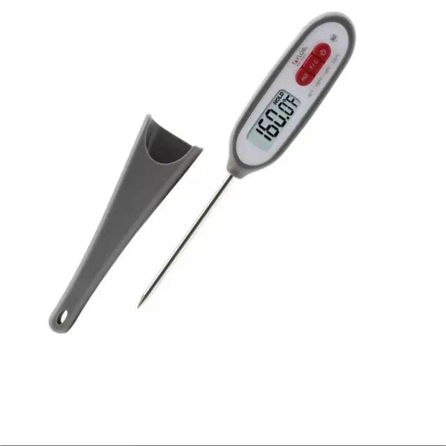 Taylor Instant-Read Digital Meat Thermometer – Compact Pen Design with Waterproof Stainless Steel Probe, Large LCD Display, -40 to 450°F Range