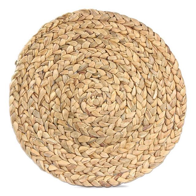 TAG Braided Water Hyacinth Round Single Placemat, 15 inch Beige