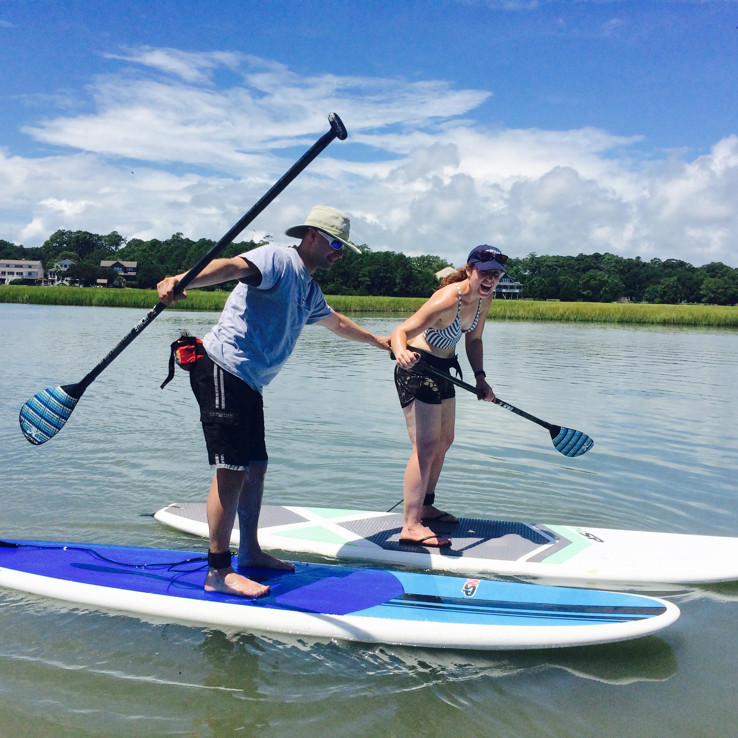 Paddleboarding at the beach during jelly fish high tide = extra incentive not to fall.