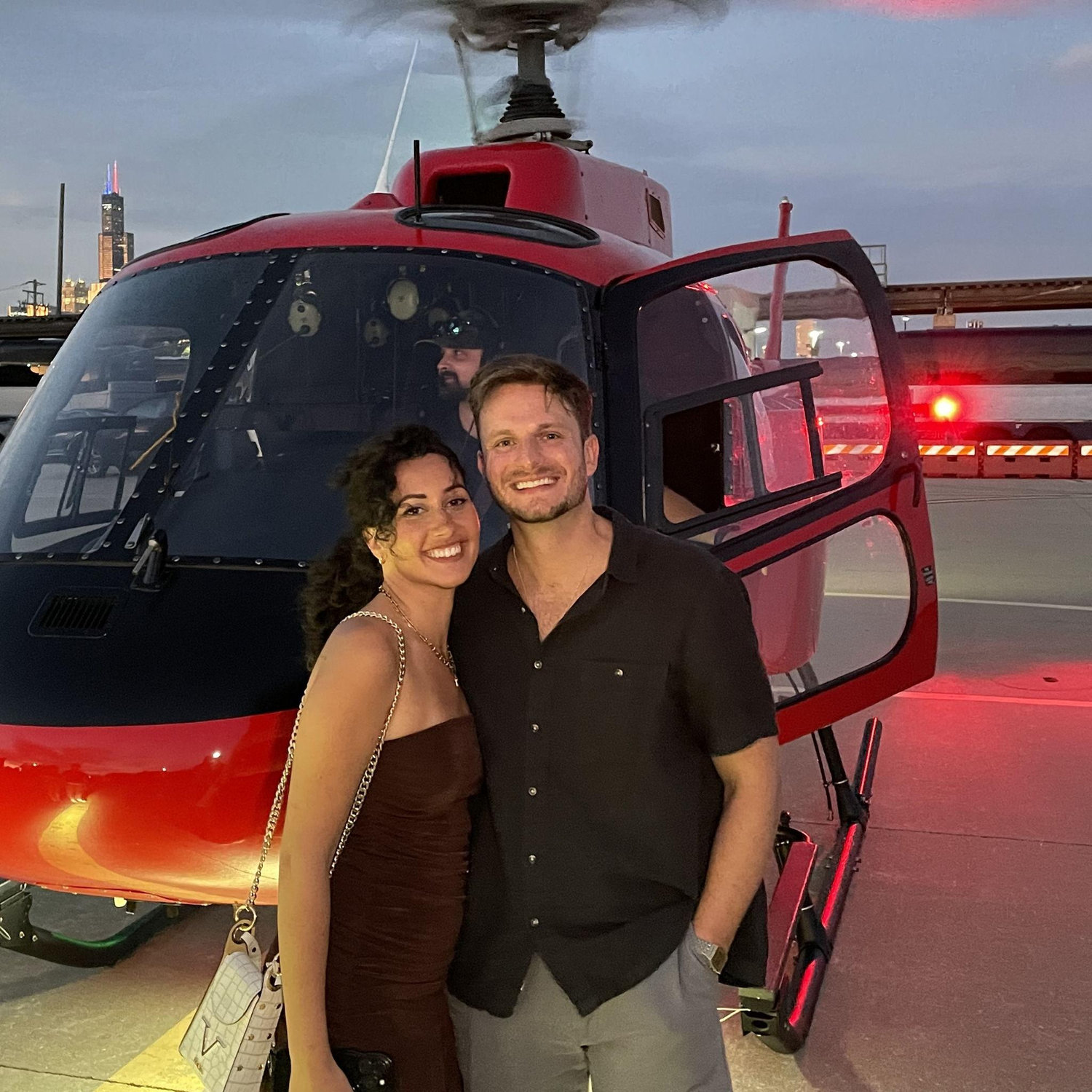 Todd took Mariam on a helicopter ride over Chicago right after he popped the question
