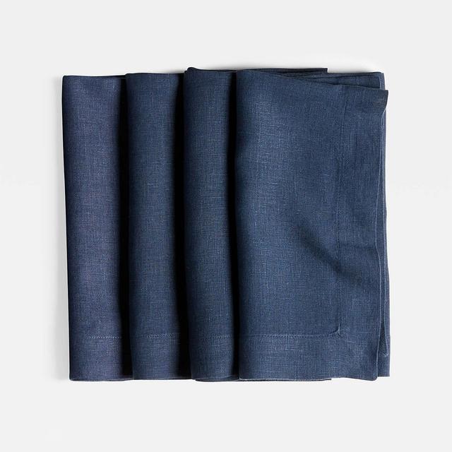 Marin Indigo Organic Cotton Linen Napkins, Set of 4