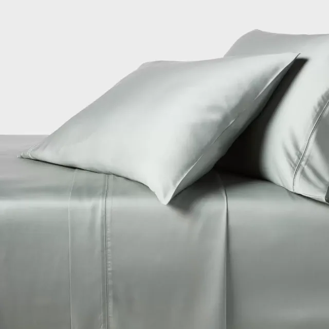 Full 320 Thread Count Cool TENCEL® Lyocell Sheet Set Gray Chalk - Threshold™: Satin Weave, 4-Piece, OEKO-TEX Certified