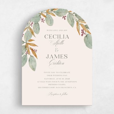 Beige Arch Wedding Invitation - Nutmeg Portrait