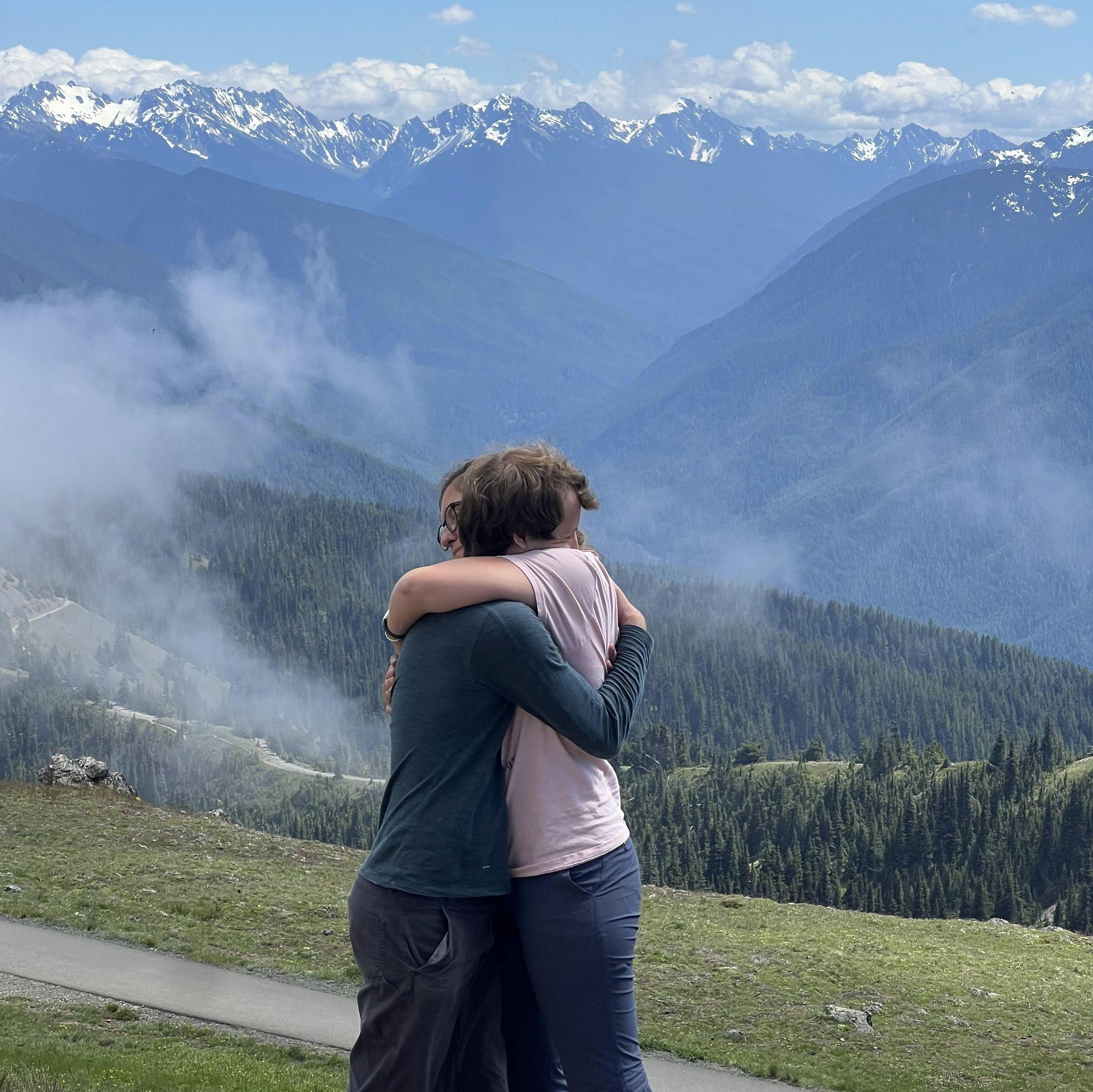Our embrace right after getting engaged!