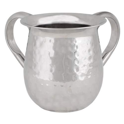 UNBREAKABLE WASHING CUP: Aluminum Netilat Yadayim Cup 5-Inch Tall Elegantly Brushed 2-Handle Wide-Mouth Ritual Cleaning Water Vessel
