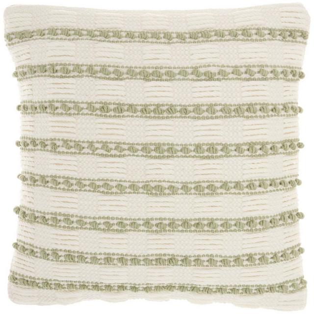 18"x18" Life Styles Woven Lines and Dots Square Throw Pillow Sage - Mina Victory