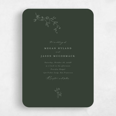 Green Rounded Wedding Invitation - Sequoia Classic