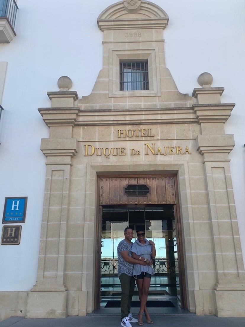 Throwback pic of first hotel they stayed at in Spain during Isha first trip and then took pics in front after engagement