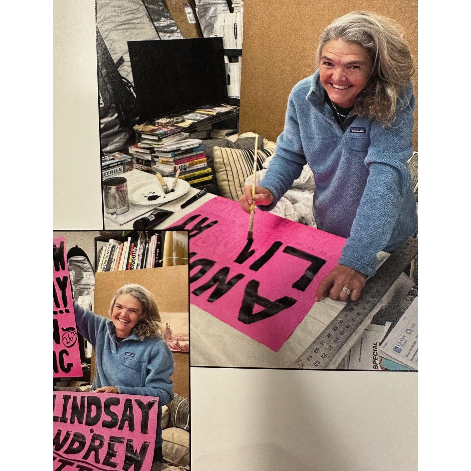 We had fun making signs for Sharon's daughter and her fiancé who ran the Los Angeles Marathon.