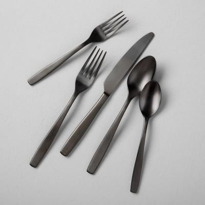 5pc Matte Finish Flatware Set Black - Hearth & Hand™ with Magnolia