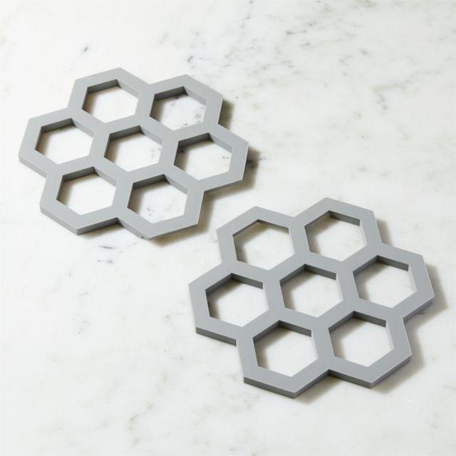 Interlocking Silicone Grey Trivets, Set of 2