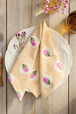 Linear Floral Flax Napkin