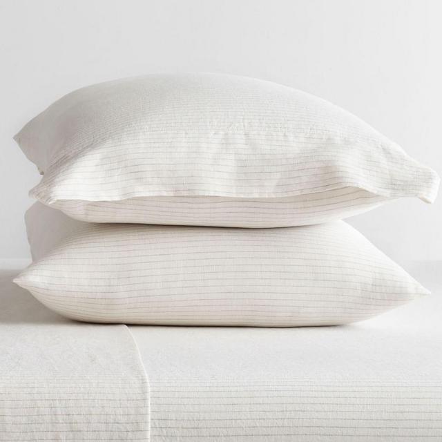 Flax Belgian Flax Linen Pinstripe King Standard Pillowcases, Set of 2