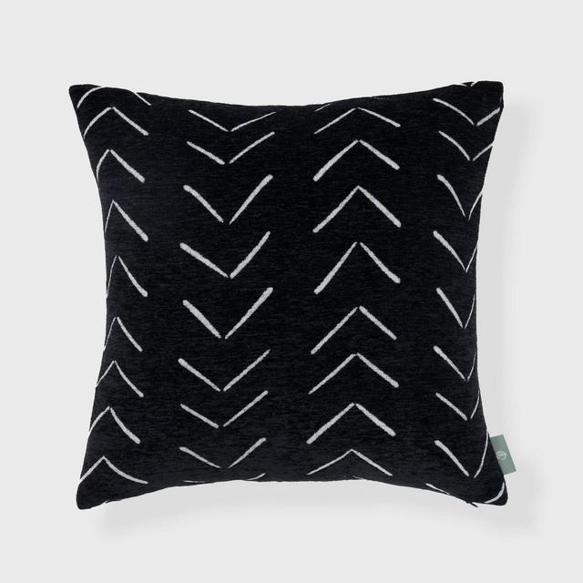 18"x18" Synovve Woven Chevron Chenille Square Throw Pillow Black - freshmint