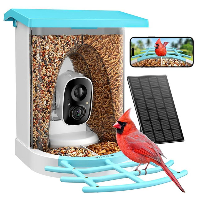 isYoung Birdlook® Smart Bird Feeder with Camera,2K HD Dual Granary Bird Feeder Camera, AI Auto-Capture & Motion Detection, 5W Solar, 170° View, AI Identify 16000+ Birds,Ideal Gift for Birds Lovers.