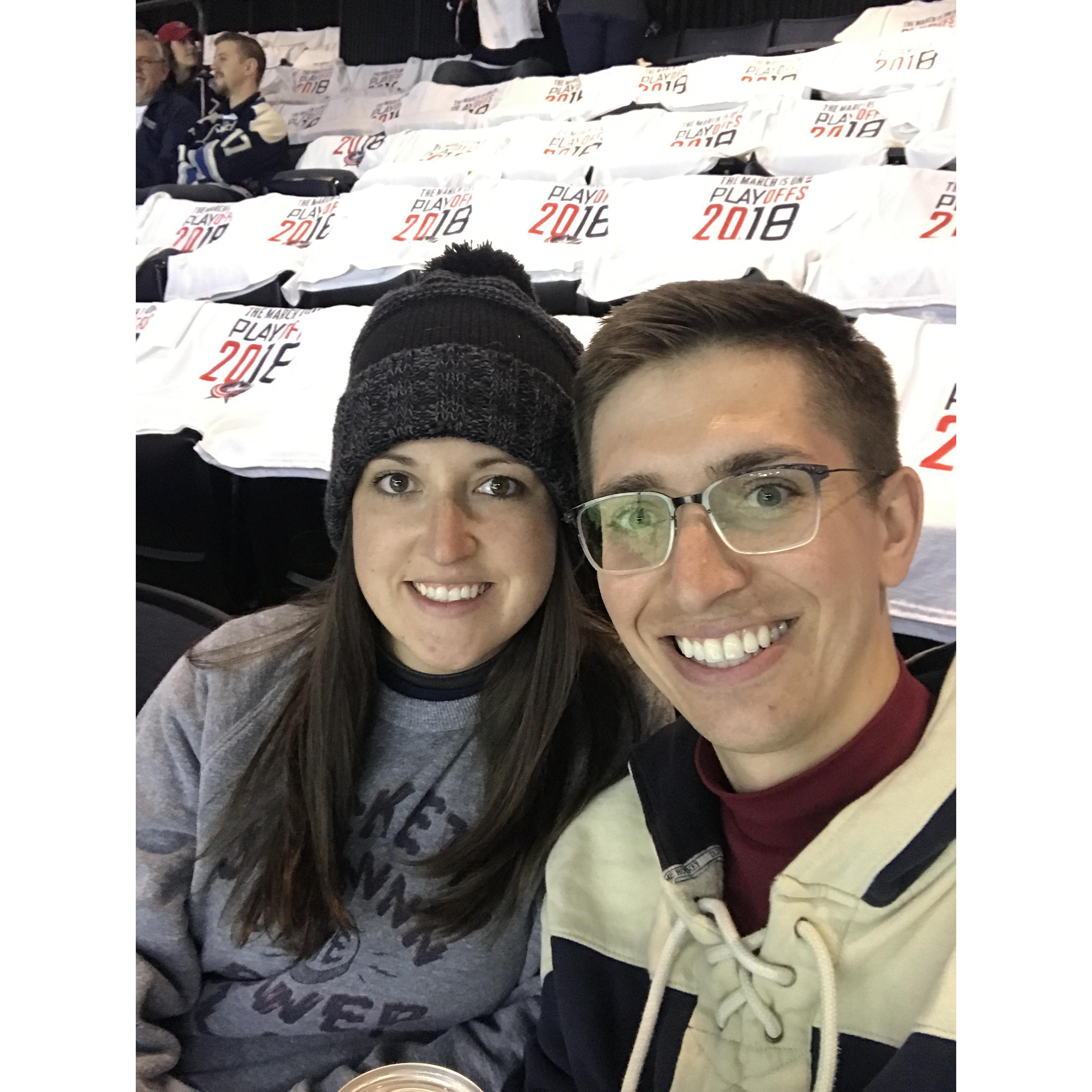 Went to a CBJ game the night before he proposed.  Little did I know I stole his brother's ticket-oops!