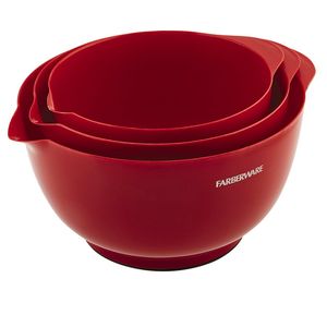 Lifetime Brands - Farberware Classic Plastic Mixing Bowls, Red Set of 3