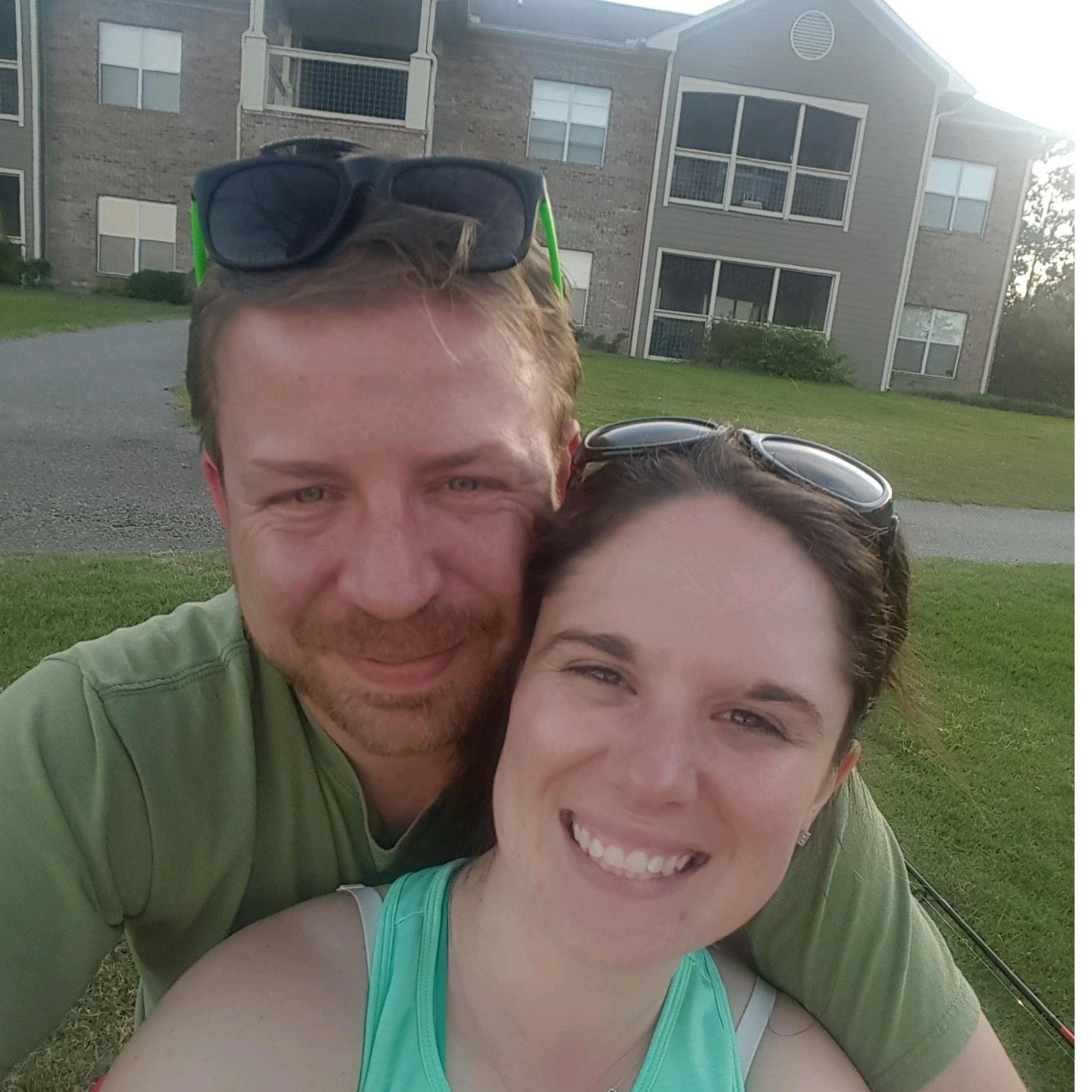 Hanging out by the pond at our old apartment.