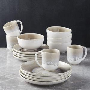 Caspian 16-Piece Grey Reactive Glaze Dinnerware Set