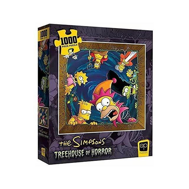 The Simpsons Treehouse of Horror Happy Haunting 1000 Piece Jigsaw Puzzle | Unique Square Puzzle Featuring Homer, Bart, Lisa, Marge, Maggie & More | Officially Licensed Collectible Simpsons Puzzle