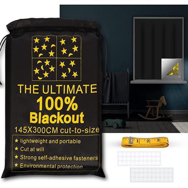 [2022 Upgraded] Portable Blackout Shades (118" x 57") Travel Window Blackout Curtains, 100% Blackout Material Temporary Blackout Blinds for Baby Nursery, Bedroom, Dorm Room, or Travel Use