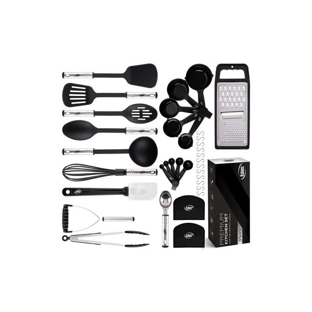 Kaluns Kitchen Utensils Set, 35 Piece Nylon and Stainless Steel Cooking Utensils, Dishwasher Safe and Heat Resistant Kitchen Tools, Black