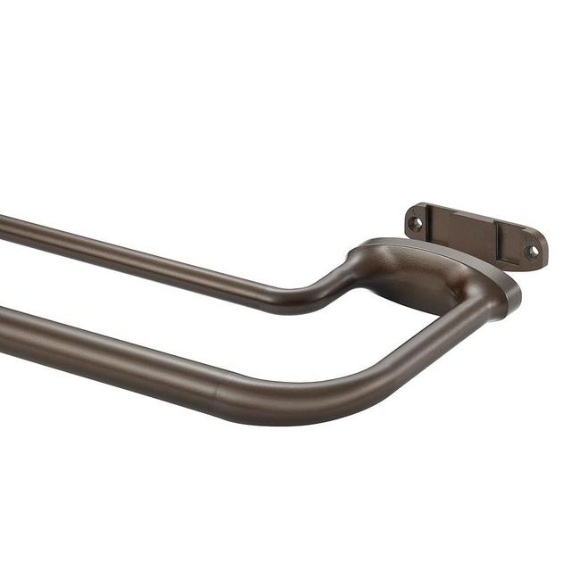 Mayrhyme Dark Bronze Double Curtain Rods for Windows 84-134 Inches,1 Inch Adjustable Double Wrap Around Blackout Curtain Rod with Aluminum Finials and Brackets