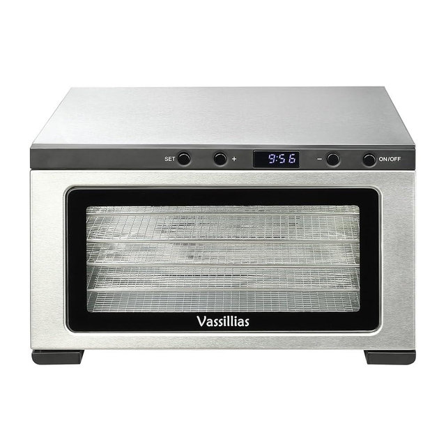Stainless Steel Mini Food Dehydrator Dryer- 6 Stainless Steel Trays, Digital Adjustable Timer, 400W, 176°F, Temperature Control, for Jerky, Herb, Meat, Beef, Fruit and Pet Treats, Model 2016YJ, Silver
