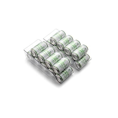 Set of 2 JINAMART Refrigerator Organizer Bins Pop Soda Can Dispenser Beverage Holder for Fridge, Freezer, Kitchen, Countertops, Cabinets - Clear Plastic Canned Food Pantry Storage Rack (2 PCS)