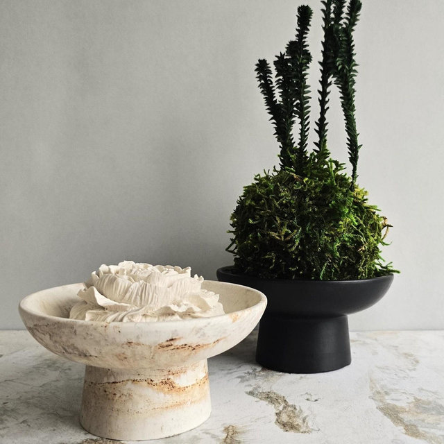 Pedestal Bowl, Decorative bowl with foot, Bowl for small items, Jesmonite decor, Handmade unique gift