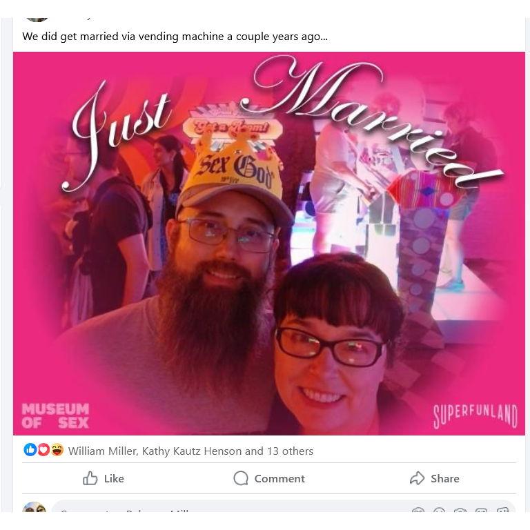 We got married via vending machine at the Museum of Sex in NYC