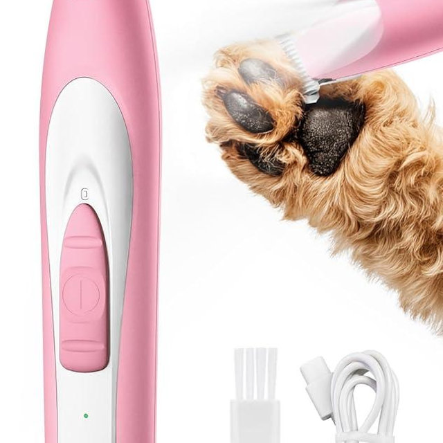oneisall Low Noise Dog Paw Trimmer with LED Light, Paw Trimmer for Dogs 0.8inch/20mm Widen Blade, 35dB Cordless Electric Pet Paw Grooming Clippers for Paws, Ears, Face, Rump (Pink)