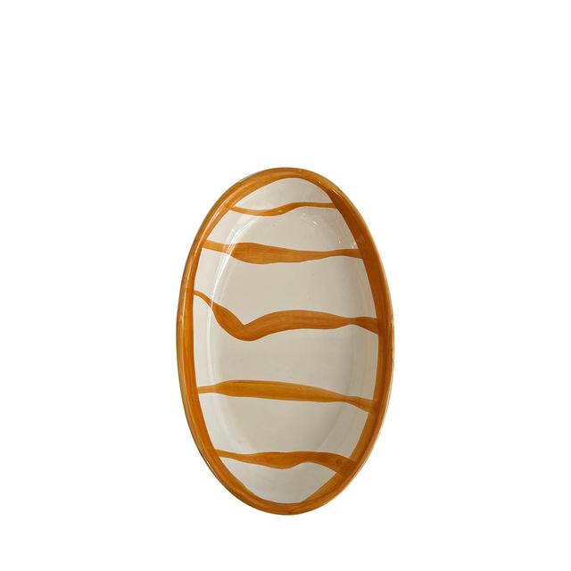 Small ceramic Ripple oval plate, Tan - Puglia, Italy