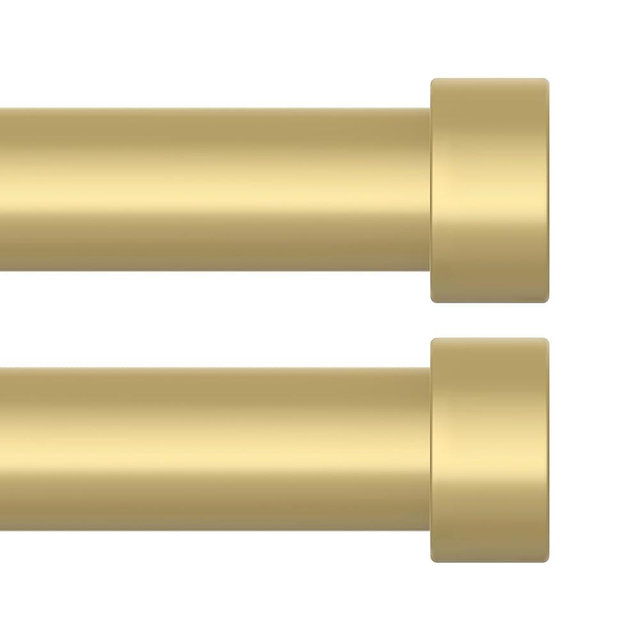 OLV 2 Pack Gold Curtain Rods for Windows 30 to 41 Inch, Adjustable Heavy Duty Decorative 1 Inch Diameter Curtain Rod with Modern End Cap Design, Easy Install Drapery Pole for Living Room, Bedroom