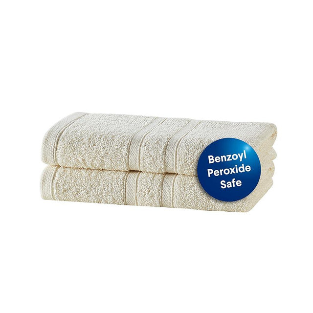 CLOROX Bleach Friendly Towels, Quick Dry, 100% Cotton Hand Towels (16" x 26"), Highly Absorbent Soft Lightweight, Ideal for Everyday Use, Easy to Wash (2 Pack, Ivory)